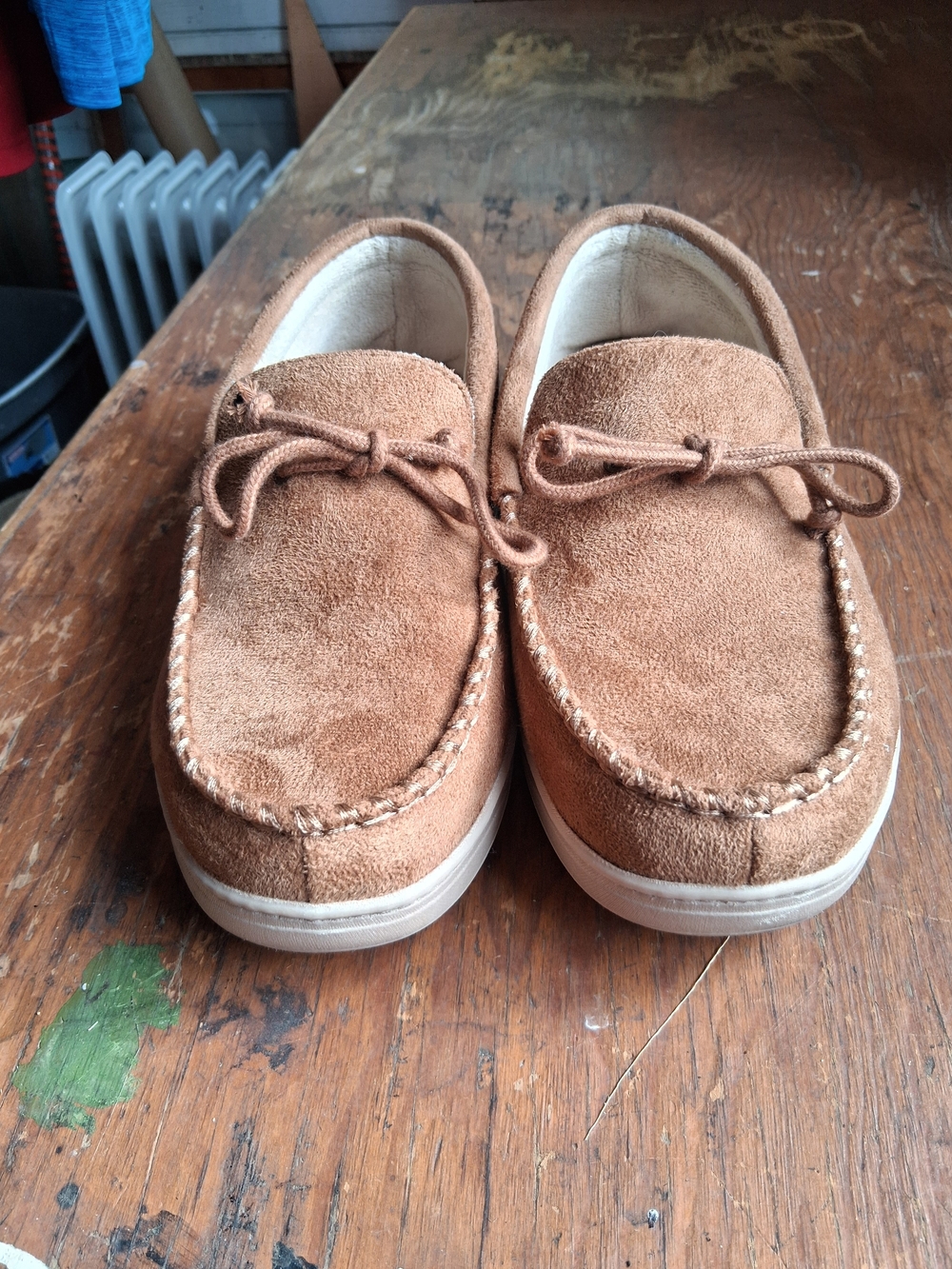 isotoner Men's Suede Moccasin Slip-On Loafers in Brown